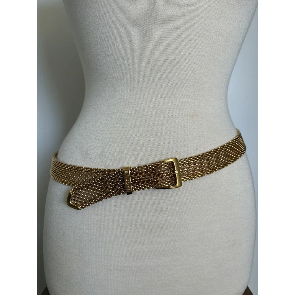 Vintage St. John Women's Adjustable Gold Tone Mesh Metal Link Chain Belt